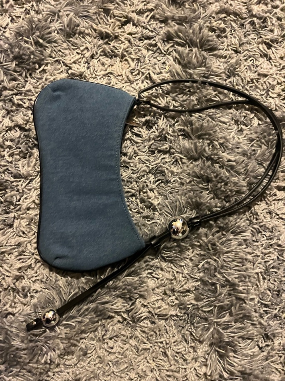 Jacquemus Denim Crescent Shoulder Bag with Black Strap - Picture 4 of 10